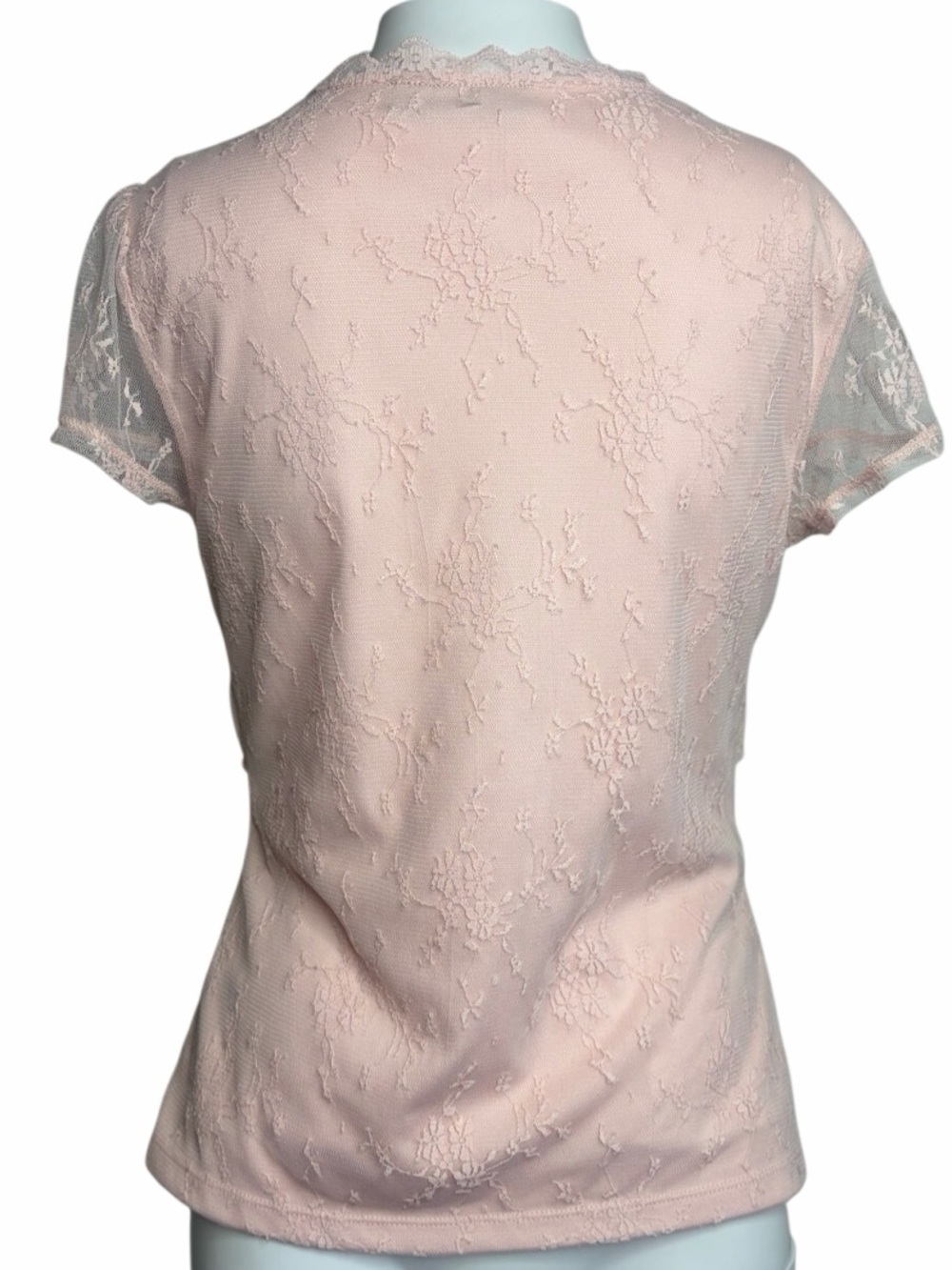apt. 9 Soft Pink Lace Trim Short Sleeve Top Petite Medium - Picture 2 of 2